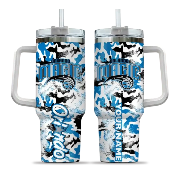 customized orlando magic camo mashup blue white curved tumbler best selling 1.webp