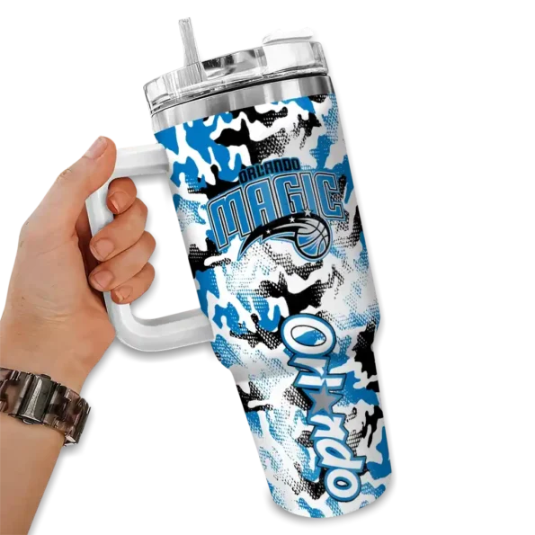 customized orlando magic camo mashup blue white curved tumbler fashion forward 1.webp