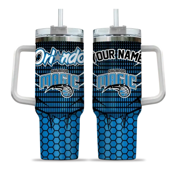 customized orlando magic hex texture blue curved tumbler best selling 1.webp