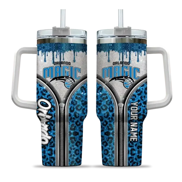 customized orlando magic leopard zipper blue curved tumbler best selling 1.webp