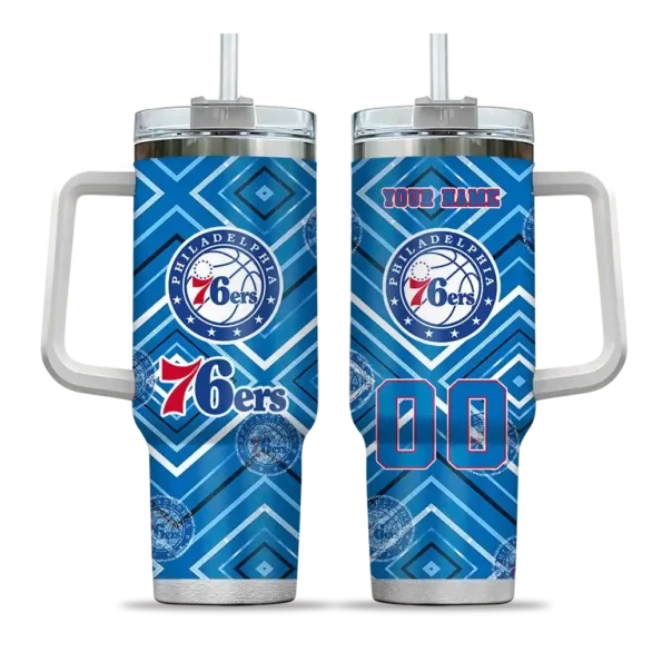 customized philadelphia 76ers bold diamonds blue curved tumbler best selling 1.webp