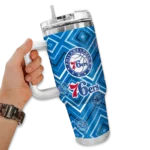 customized philadelphia 76ers bold diamonds blue curved tumbler best selling 1.webp