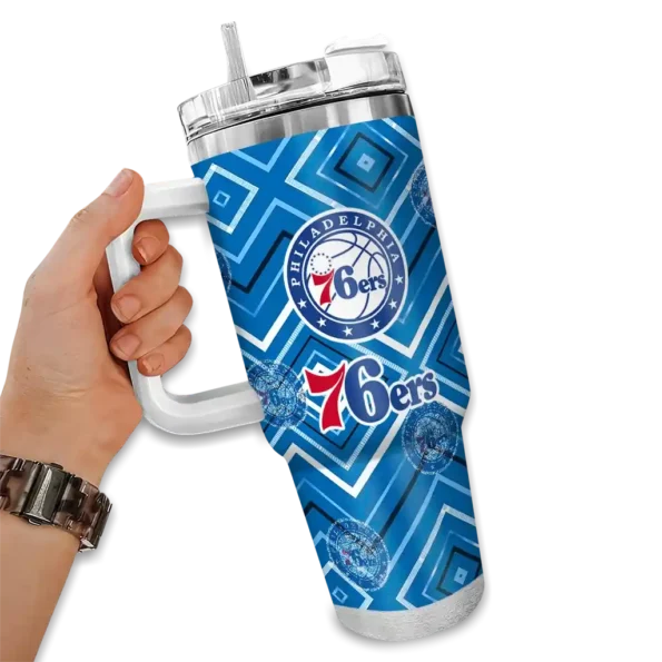 customized philadelphia 76ers bold diamonds blue curved tumbler fashion forward 1.webp
