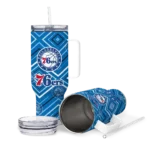 customized philadelphia 76ers bold diamonds blue curved tumbler best selling 1.webp