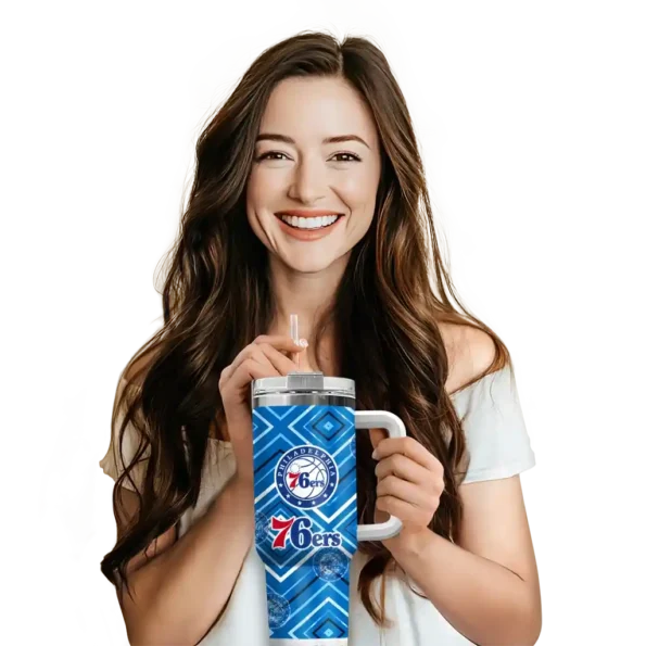 customized philadelphia 76ers bold diamonds blue curved tumbler premium grade 1.webp