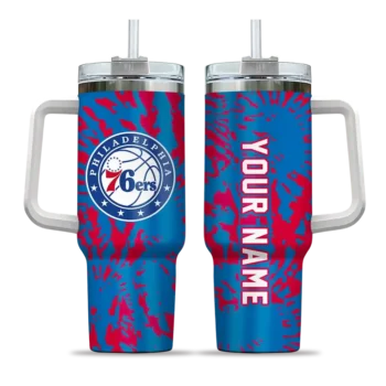 customized philadelphia 76ers burst swirl blue curved tumbler best selling 1.webp