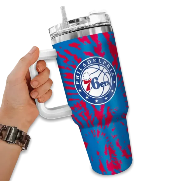 customized philadelphia 76ers burst swirl blue curved tumbler fashion forward 1.webp