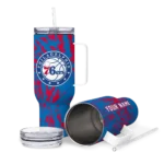 customized philadelphia 76ers burst swirl blue curved tumbler best selling 1.webp
