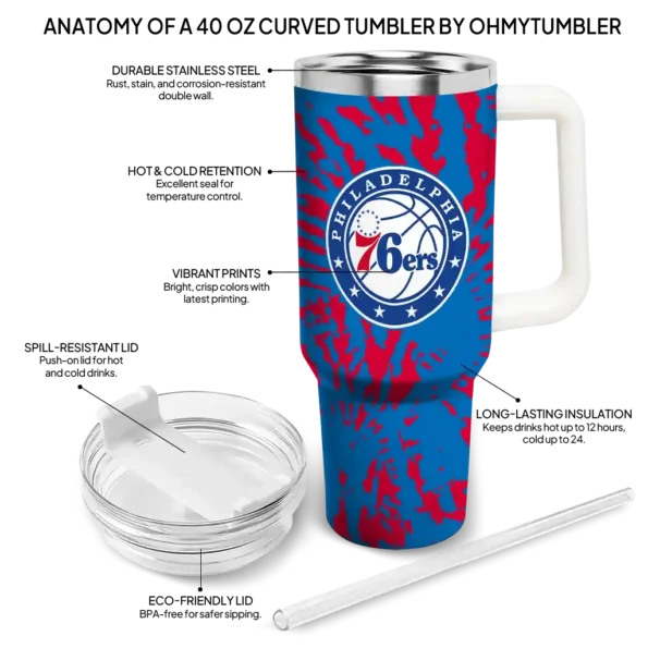 customized philadelphia 76ers burst swirl blue curved tumbler new arrival 1.webp