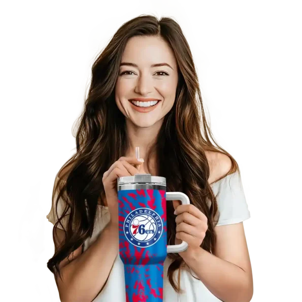 customized philadelphia 76ers burst swirl blue curved tumbler premium grade 1.webp