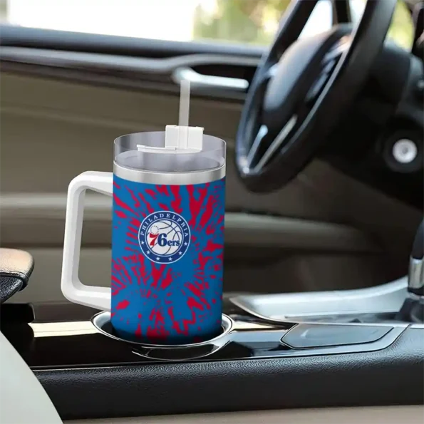 customized philadelphia 76ers burst swirl blue curved tumbler trendy 1.webp