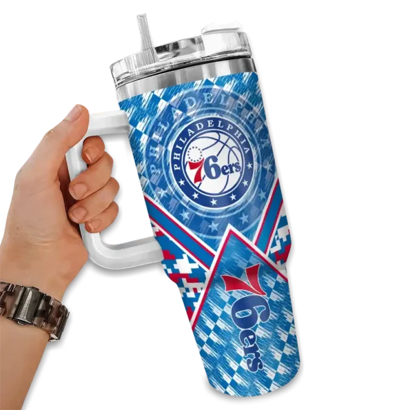 customized philadelphia 76ers chevron angle blue curved tumbler fashion forward 1.webp