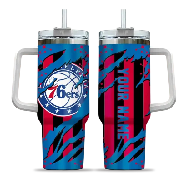 customized philadelphia 76ers claw cut blue black curved tumbler best selling 1.webp