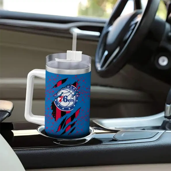 customized philadelphia 76ers claw cut blue black curved tumbler trendy 1.webp