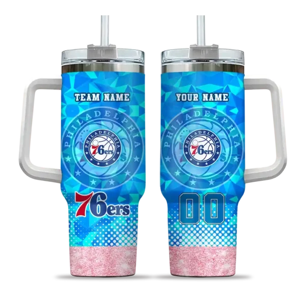 customized philadelphia 76ers geometric prism blue curved tumbler best selling 1.webp