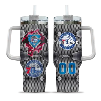 customized philadelphia 76ers superman shield blue gray curved tumbler best selling 1.webp