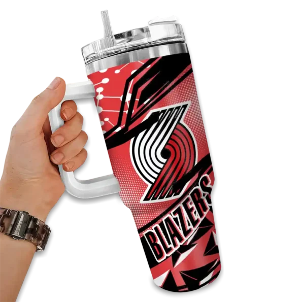 customized portland trail blazers abstract paths red curved tumbler fashion forward 1.webp