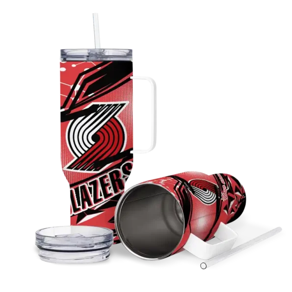 customized portland trail blazers abstract paths red curved tumbler high quality 1.webp