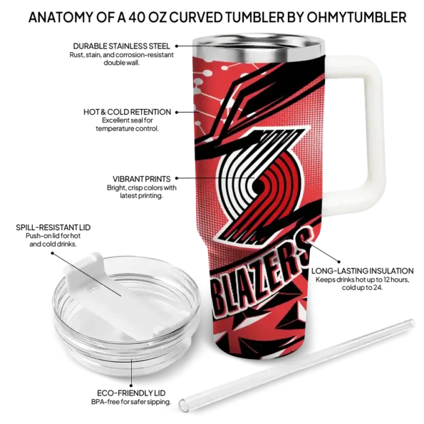 customized portland trail blazers abstract paths red curved tumbler new arrival 1.webp