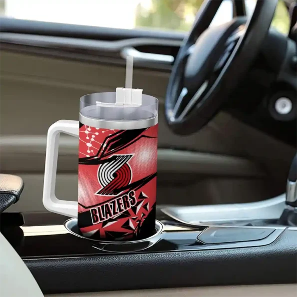 customized portland trail blazers abstract paths red curved tumbler trendy 1.webp
