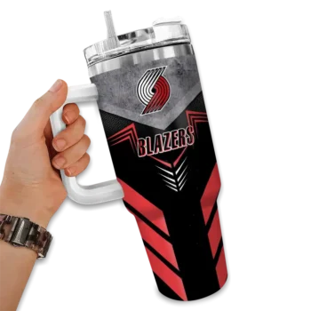 customized portland trail blazers arrow armor red black curved tumbler fashion forward 1.webp