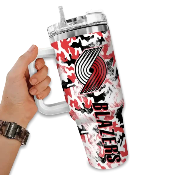 customized portland trail blazers camo mashup red white curved tumbler fashion forward 1.webp