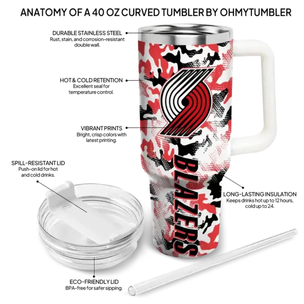 customized portland trail blazers camo mashup red white curved tumbler new arrival 1.webp