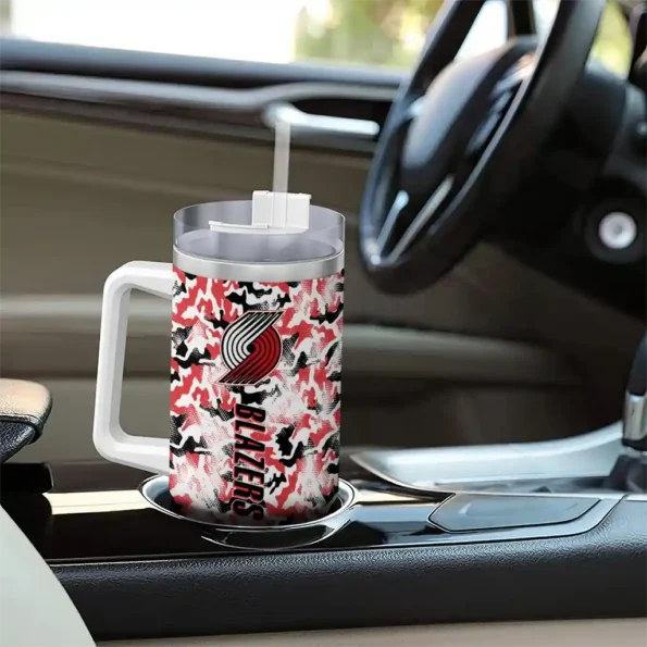 customized portland trail blazers camo mashup red white curved tumbler trendy 1.webp