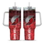 customized portland trail blazers chevron stripe red curved tumbler best selling 1.webp
