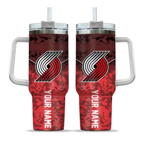 customized portland trail blazers chevron stripe red curved tumbler best selling 1.webp