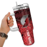 customized portland trail blazers chevron stripe red curved tumbler best selling 1.webp