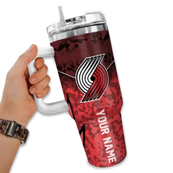 customized portland trail blazers chevron stripe red curved tumbler fashion forward 1.webp