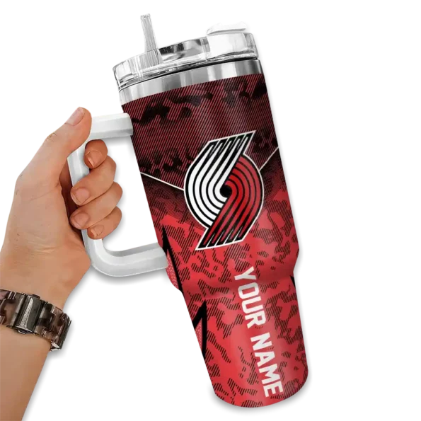 customized portland trail blazers chevron stripe red curved tumbler fashion forward 1.webp