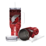 customized portland trail blazers chevron stripe red curved tumbler best selling 1.webp