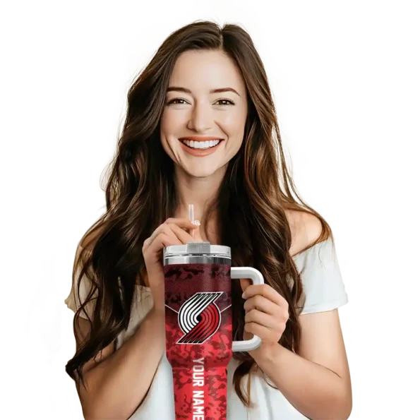 customized portland trail blazers chevron stripe red curved tumbler premium grade 1.webp