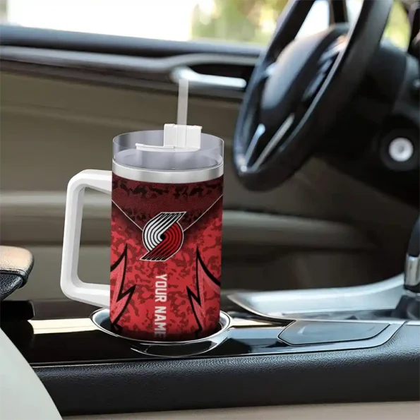 customized portland trail blazers chevron stripe red curved tumbler trendy 1.webp