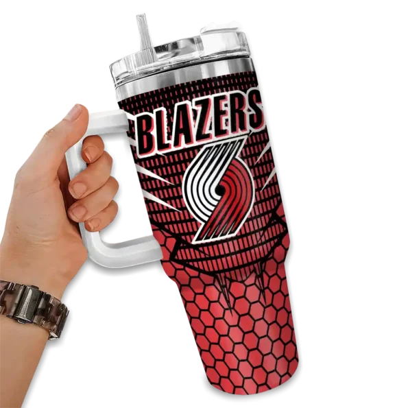 customized portland trail blazers hex texture red curved tumbler fashion forward 1.webp