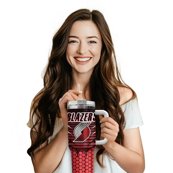 customized portland trail blazers hex texture red curved tumbler premium grade 1.webp