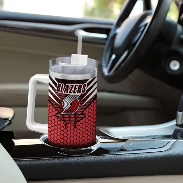 customized portland trail blazers hex texture red curved tumbler trendy 1.webp