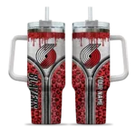 customized portland trail blazers leopard zipper red curved tumbler best selling 1.webp