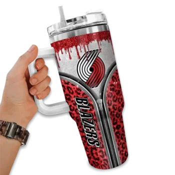 customized portland trail blazers leopard zipper red curved tumbler fashion forward 1.webp