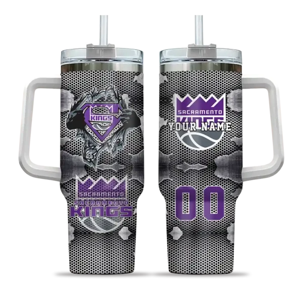 customized sacramento kings superman shield purple gray curved tumbler best selling 1.webp