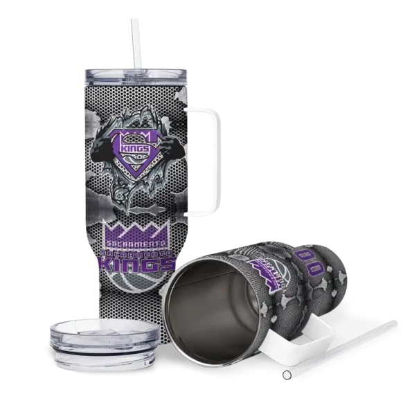 customized sacramento kings superman shield purple gray curved tumbler high quality 1.webp