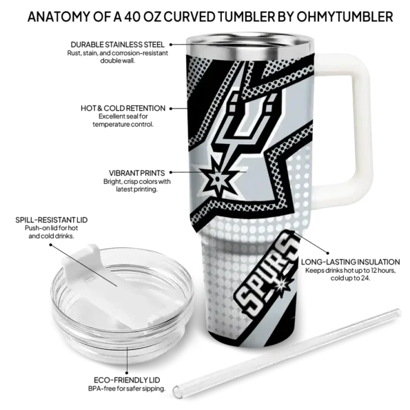 customized san antonio spurs arrow burst silver curved tumbler new arrival 1.webp