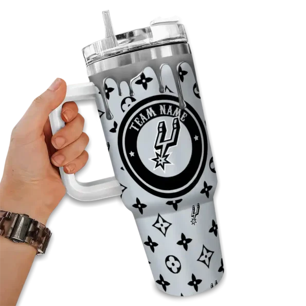 customized san antonio spurs bullseye drips silver curved tumbler fashion forward 1.webp