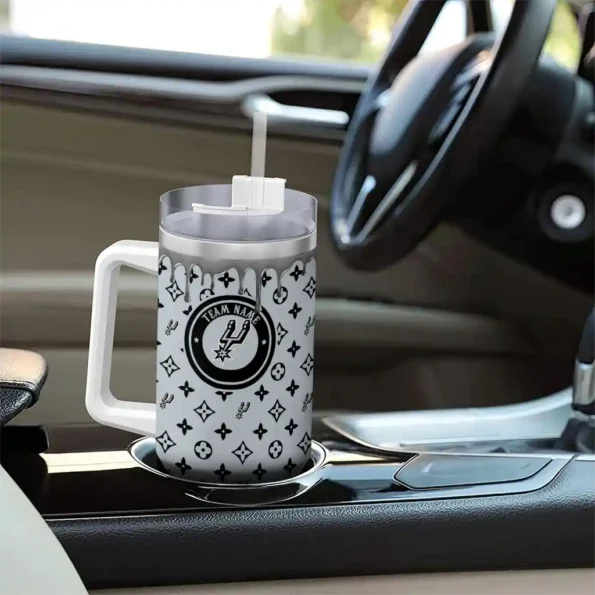 customized san antonio spurs bullseye drips silver curved tumbler trendy 1.webp