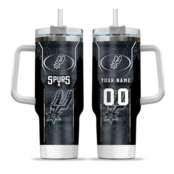 customized san antonio spurs hexagon armor silver curved tumbler best selling 1.webp