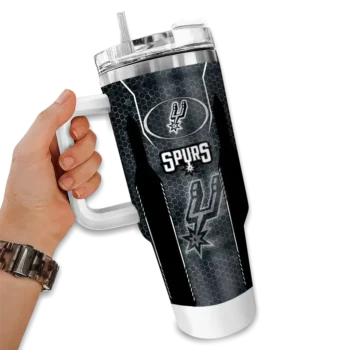 customized san antonio spurs hexagon armor silver curved tumbler fashion forward 1.webp