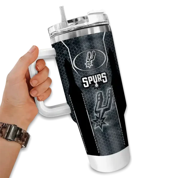 customized san antonio spurs hexagon armor silver curved tumbler fashion forward 1.webp