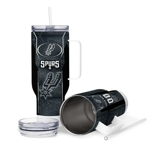 customized san antonio spurs hexagon armor silver curved tumbler high quality 1.webp